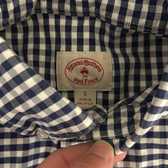 Brooks Brothers Men's Navy & White Checked Long-sleeve Buttondown Shirt - Small - Picture 3 of 5